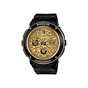 BABY-G 豹紋的狂野風格時尚運動超限量雙顯腕錶-黑-BGA-151LP-1A