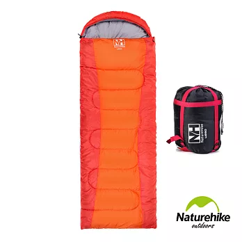 【NH】可拼接戶外旅行保暖睡袋(橙色)左側拉鍊