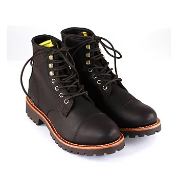 SNAIL 韓系型男休閒簡約素面穿繩中筒靴42咖啡色