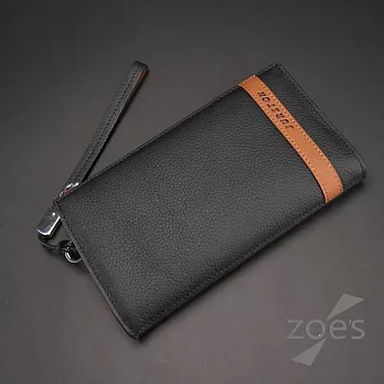 【Zoe’s】雙色皮革 荔枝紋 真皮手拿拉鍊夾 手機袋