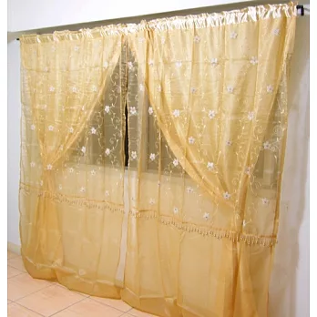 【凱堡】繡花紡紗落地窗簾 - 三色 ＂300x240＂金黃