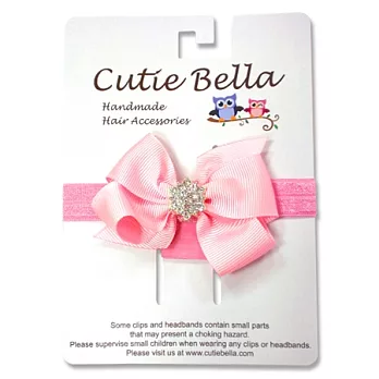 Cutie Bella彈性Bow Rhine髮帶-Pinky