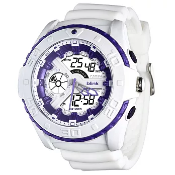 JAGA捷卡-blink系列-AD1015多功能雙時間防水運動電子錶(紫色)