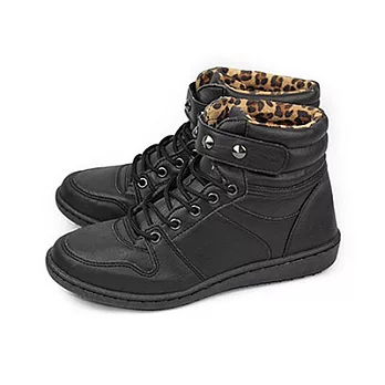 FUFA 鉚釘豹紋高筒鞋 (S64) 黑色23黑色