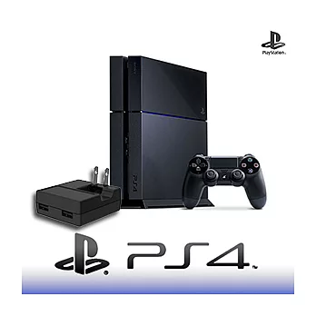 SONY PS4 台灣公司貨 500G 主機+PS4 原廠專用無線控制器+ HORI PS4專用手把充電變壓器(雙手把組)極致黑