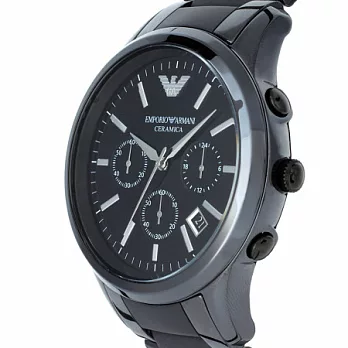 【EMPORIO ARMANI】義大利精品-頂級奢華 黑色陶瓷男士腕錶(AR1452)