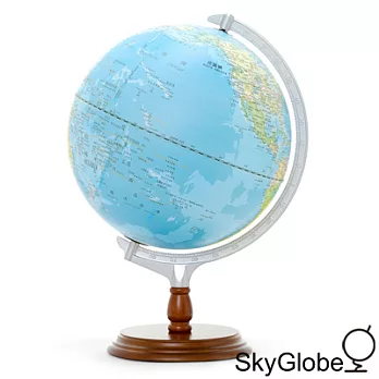 【SkyGlobe】12吋天空色木質底座大型地球儀(中文版)