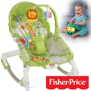 費雪牌 Fisher-Price 熱帶雨林好朋友可攜式兩用安撫躺椅+學習小提燈