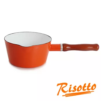 RISOTTO 復古繽紛琺瑯系列-原木單柄牛奶鍋(陽光橙橘)