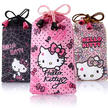 Hello Kitty超細纖維拭鏡布手機袋(2入)-大粉紅+咖啡