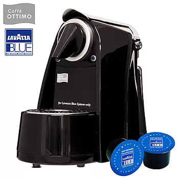 《OTTIMO》膠囊咖啡機-高雅黑+100顆Lavazza咖啡膠囊(藍色)