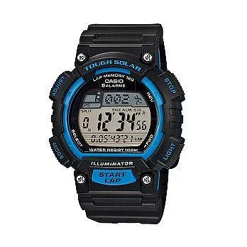 CASIO 戰鬥狂野的訊息時尚運動太陽能腕錶-藍框-STL-S100H-2A