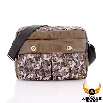 【美國 AIRWALK】酷炫輕盈時尚型男側背包迷彩綠