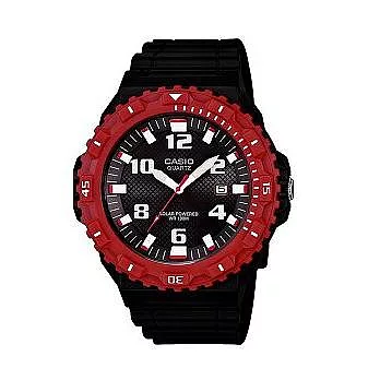 CASIO 世紀集權帝國再現時尚優質霸氣腕錶-黑+紅框-MRW-S300H-4B