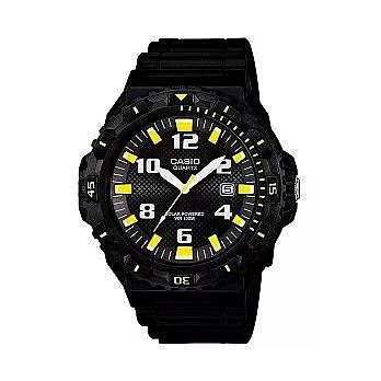 CASIO 世紀集權帝國再現時尚優質霸氣腕錶-黑+黃刻度-MRW-S300H-1B3
