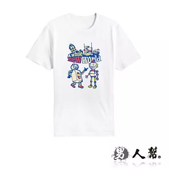 【男人幫Man’’s Shop】T0476＊純棉【機器人new world 塗鴉短袖T恤】白色 S號