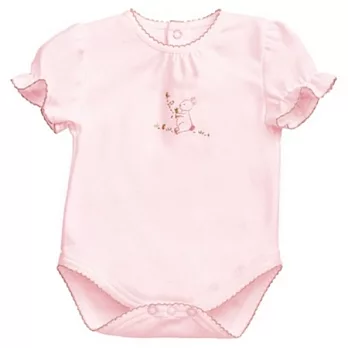 美國Bunnies By The Bay海灣兔,粉兔粉荷葉邊短袖包臀衣(6~9M),Nibble Nibble Bunsie-Pink