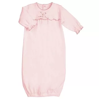美國Bunnies By The Bay海灣兔，粉兔粉荷葉邊長袖睡袍(6~9M)，Nibble Nibble Gown-Pink