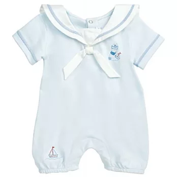 美國Bunnies By The Bay海灣兔,藍兔水手服短袖連身包臀衣(6~9M),Sweet Sailor Romper-Blue