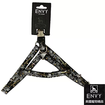 【凱堡】英國ENVY 寵物精品 胸背《狂野玫瑰》S號黑色