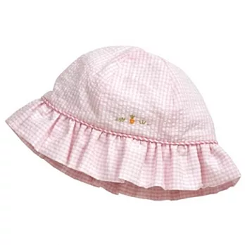 美國Bunnies By The Bay海灣兔,粉條紋嬰兒帽(6~9M),Peek-A-Boo Sunhat-Pink/White
