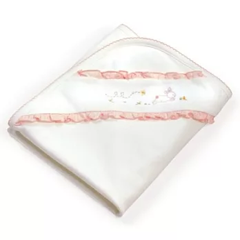 美國Bunnies By The Bay海灣兔,粉小兔純棉刺繡毯(50x65CM),Hippity Hop Blanket-White