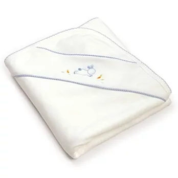 美國Bunnies By The Bay海灣兔,藍小兔純棉刺繡毯(50x65CM),Let’s Hop Blanket-White