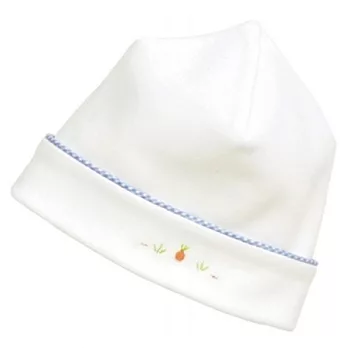 美國Bunnies By The Bay海灣兔,藍邊白嬰兒帽(6~9M),Let’s Hop Hat-White