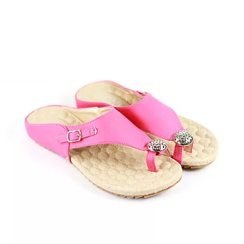 ◤Green Phoenix◥甜心粉嫩馬卡龍套趾休閒拖鞋38桃紅色