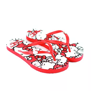 HELLO KITTY 40週年限量pizza盒紀念款休閒拖鞋37紅色