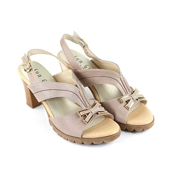 ◤Green Phoenix◥時尚個性魚口高跟涼鞋21.5灰色