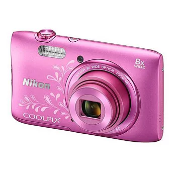 【Nikon】S3600 纖薄美形數位相機(公司貨)+SDHC32G+原廠電池+清潔組+讀卡機+小腳架+保護貼+專用座充+原廠包-彩繪粉