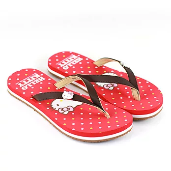HELLO KITTY 普普風點點夾腳人字拖鞋 三麗鷗授權正版商品37紅色