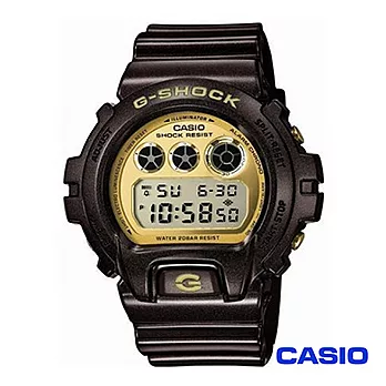 【CASIO卡西歐】G-SHOCK 黑金色系超限量運動液晶時尚腕錶 DW-6900BR-5CR