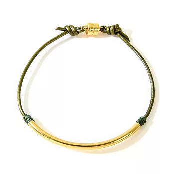 【Dogeared】美國品牌 Balance Tube 完美金平衡皮繩磁釦手鍊~Evergreen 墨綠色