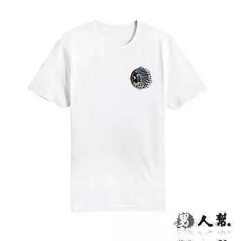 【男人幫】T0959＊純棉【印第安酋長拼接短袖T恤】白色 2S號（女生M號）