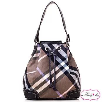 【a Lady ’s真皮】英倫皇家優雅二用水桶包(B組)咖金