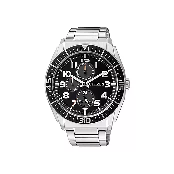 CITIZEN 黑色炫風傳奇時尚光動能鋼帶腕錶-黑-AP4010-54E