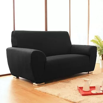 《Homebeauty》大和防蹣抗菌彈性沙發罩/沙發套-兩人座沙發尊爵黑