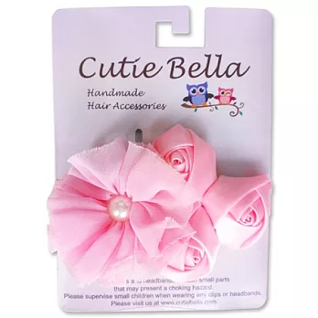 Cutie Bella彈性Roses Chiffon髮帶-Pinky