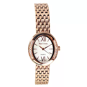 《Royal Crown》6309優雅絢爛橢型晶鑲鑽腕錶（玫瑰金）