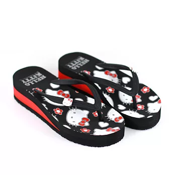 HELLO KITTY 鬆糕厚底夾腳人字拖鞋39黑色