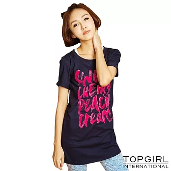 【TOP GIRL】草寫塗鴉長版T-女(個性黑)S個性黑