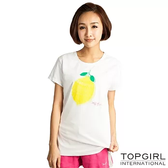 【TOP GIRL】奇檸檬造型圓領T-女(氣質白)S氣質白
