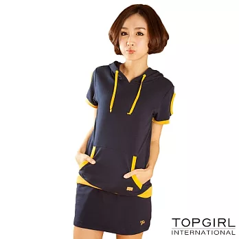 【TOP GIRL】針織短袖連帽上衣-女(深海藍)S深海藍