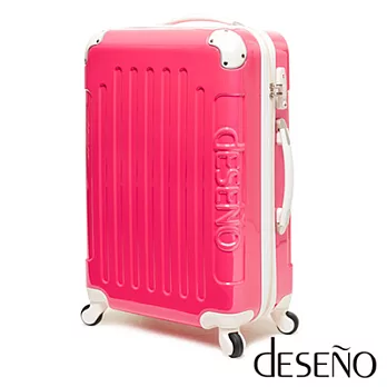 Deseno-Macaron 蜜糖夾心-24吋防爆PC鏡面TSA鎖行李箱(玫紅)