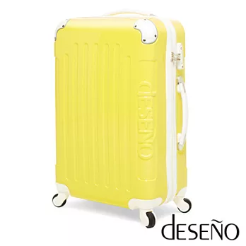 Deseno-Macaron 蜜糖夾心-24吋防爆PC鏡面TSA鎖行李箱(鵝黃)