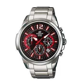 CASIO EDIFICE系列 勁速俐落三眼賽車運動錶-紅