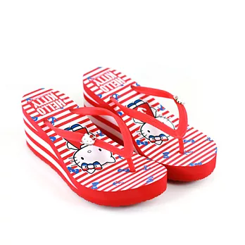 HELLO KITTY 海軍風船錨楔型鬆糕拖鞋 三麗鷗授權正版商品39紅色