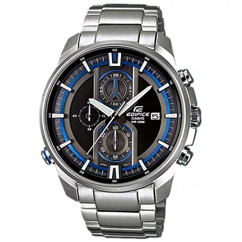 CASIO EDIFICE系列 多層次搶眼賽車腕錶-銀藍